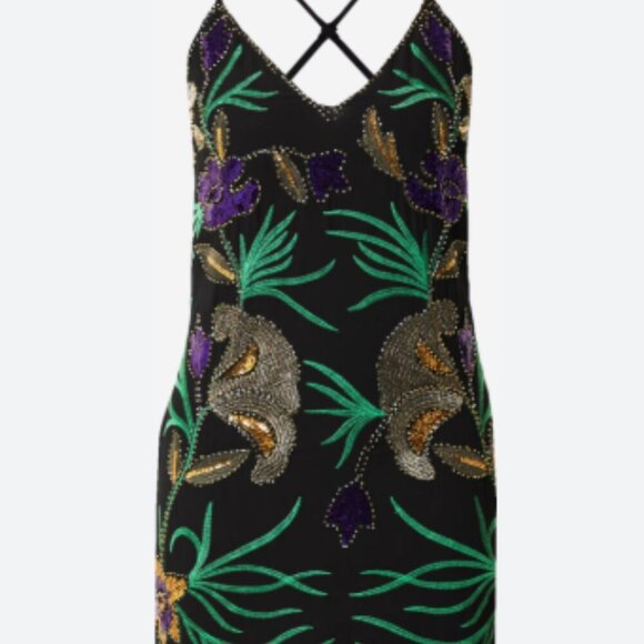 Nasty Gal | Embellished Sequin Floral Mini Dress Size 2 NWOT - Picture 3 of 10